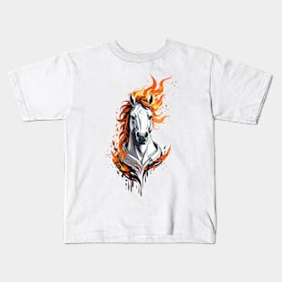 horse on fire Kids T-Shirt